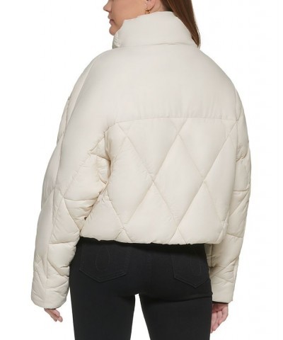 Women's Zip-Front Puff Jacket White $38.14 Jackets