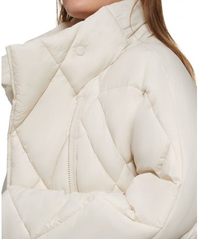 Women's Zip-Front Puff Jacket White $38.14 Jackets