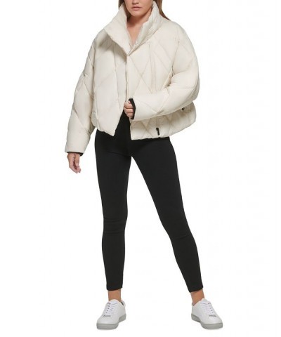 Women's Zip-Front Puff Jacket White $38.14 Jackets