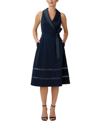 Women's Fit & Flare Tuxedo Dress Midnight $67.66 Dresses