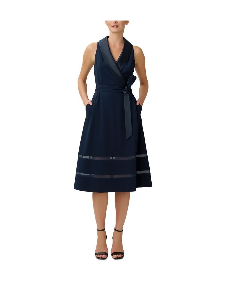 Women's Fit & Flare Tuxedo Dress Midnight $67.66 Dresses