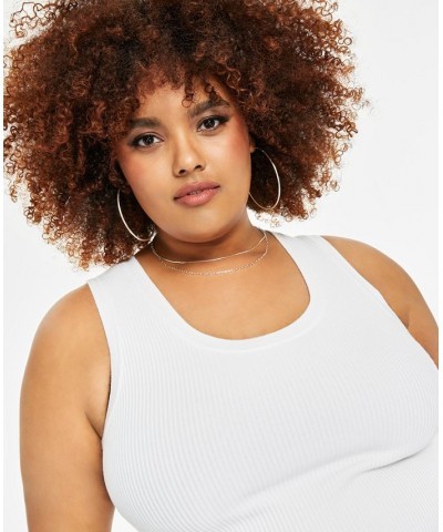 Trendy Plus Size Ribbed Sweater Tank Top White $17.60 Tops