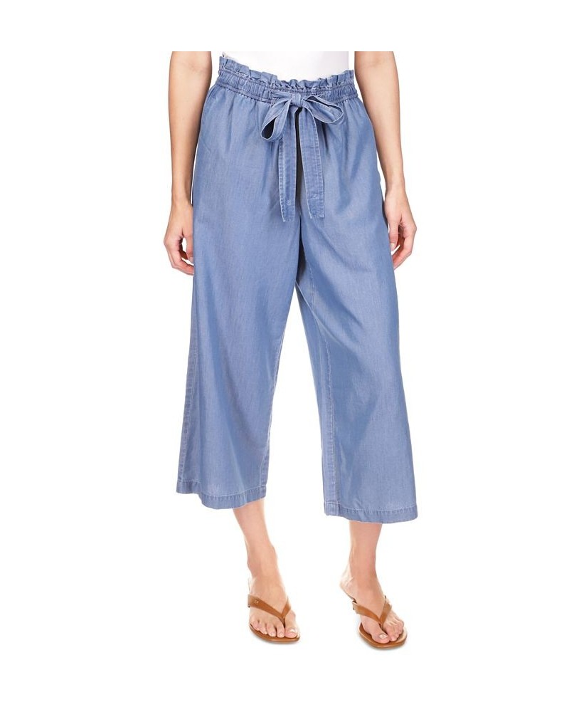 Women's Tie-Front Wide-Leg Pants Light Cadet Wash $22.37 Pants