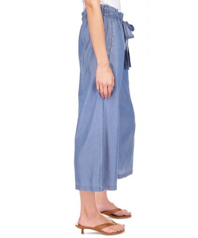 Women's Tie-Front Wide-Leg Pants Light Cadet Wash $22.37 Pants