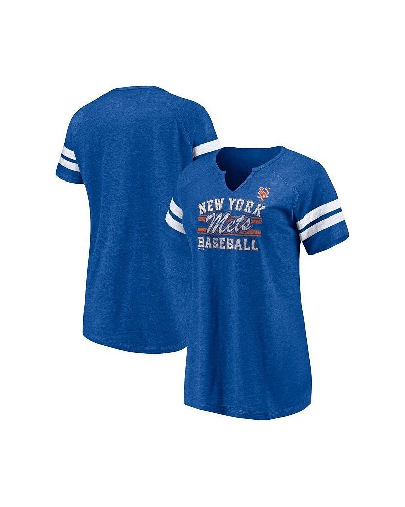 Women's Branded Heather Royal New York Mets Quick Out Tri-Blend Raglan Notch Neck T-shirt Heather Royal $23.84 Tops