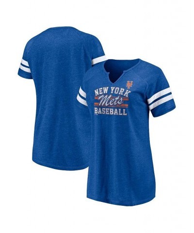 Women's Branded Heather Royal New York Mets Quick Out Tri-Blend Raglan Notch Neck T-shirt Heather Royal $23.84 Tops