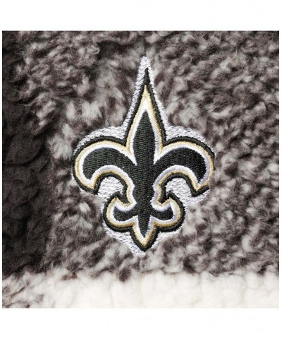 Women's Black New Orleans Saints Sherpa Plaid Quarter-Zip Jacket Black $41.80 Jackets