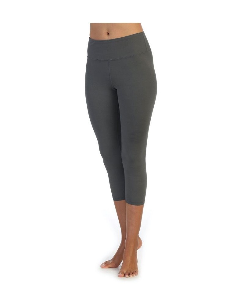 High Waist Three-Fourth Compression Leggings Gray $34.40 Pants