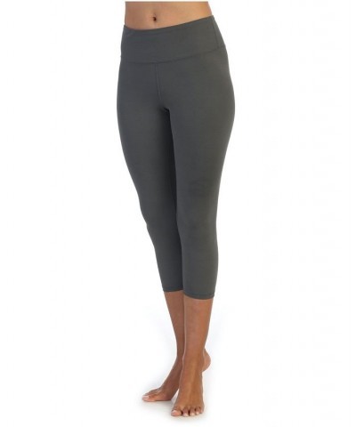 High Waist Three-Fourth Compression Leggings Gray $34.40 Pants