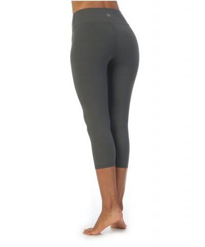 High Waist Three-Fourth Compression Leggings Gray $34.40 Pants