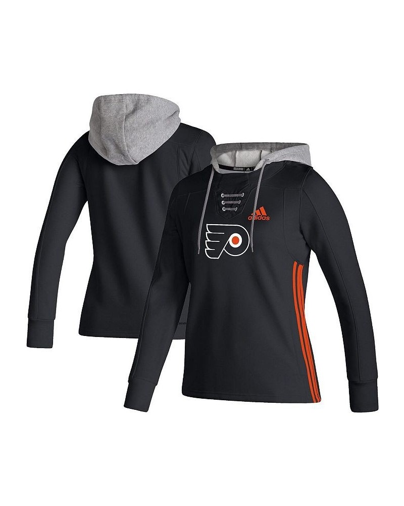 Women's Black Philadelphia Flyers Skate Lace AEROREADY Pullover Hoodie Black $46.20 Sweatshirts