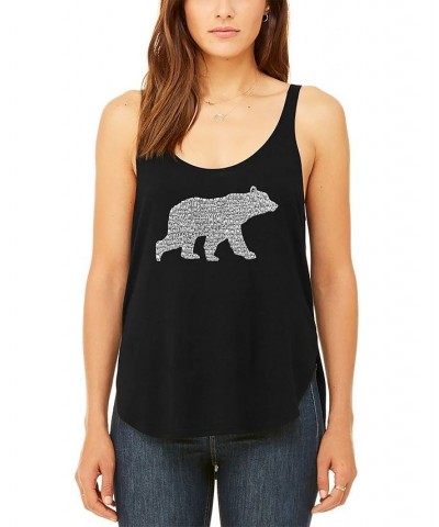 Women's Premium Word Art Flowy Mama Bear Tank Top Black $22.05 Tops