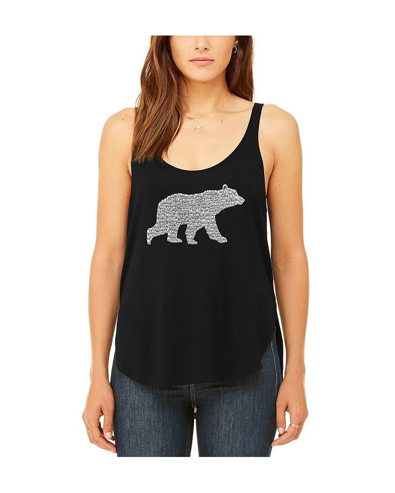 Women's Premium Word Art Flowy Mama Bear Tank Top Black $22.05 Tops