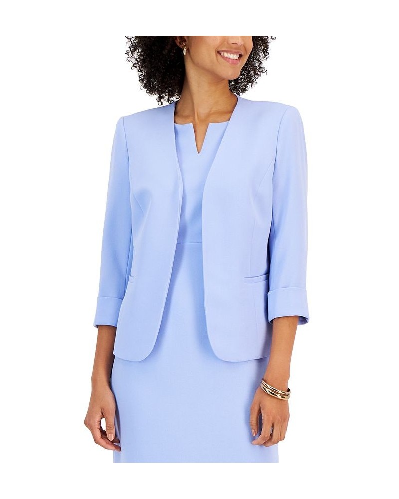 Petite Stretch Crepe Open-Front Roll-Sleeve Jacket California Sky $33.62 Jackets