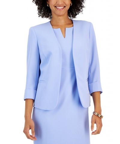 Petite Stretch Crepe Open-Front Roll-Sleeve Jacket California Sky $33.62 Jackets