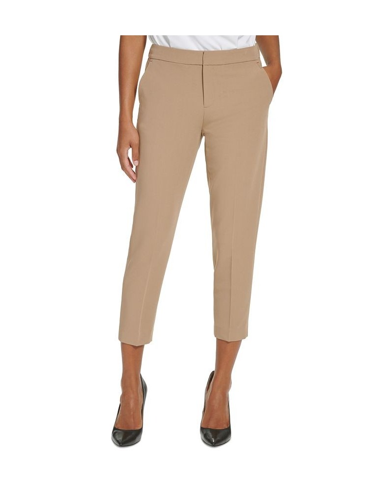 Women's Solid Sloane Elastic-Back Cropped Pants Mushroom $52.47 Pants