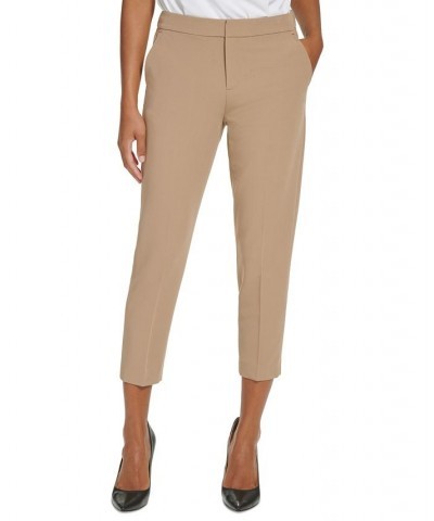 Women's Solid Sloane Elastic-Back Cropped Pants Mushroom $52.47 Pants