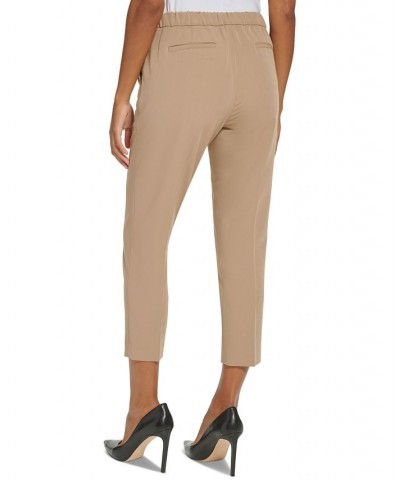 Women's Solid Sloane Elastic-Back Cropped Pants Mushroom $52.47 Pants