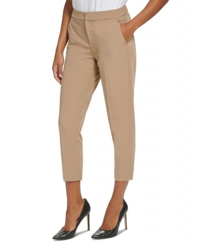 Women's Solid Sloane Elastic-Back Cropped Pants Mushroom $52.47 Pants