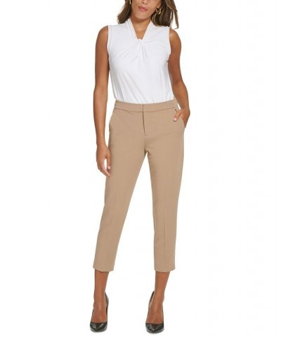 Women's Solid Sloane Elastic-Back Cropped Pants Mushroom $52.47 Pants