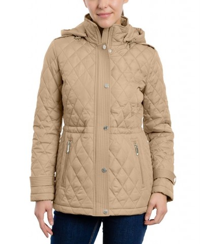 Women's Petite Quilted Hooded Anorak Coat Tan/Beige $52.00 Coats