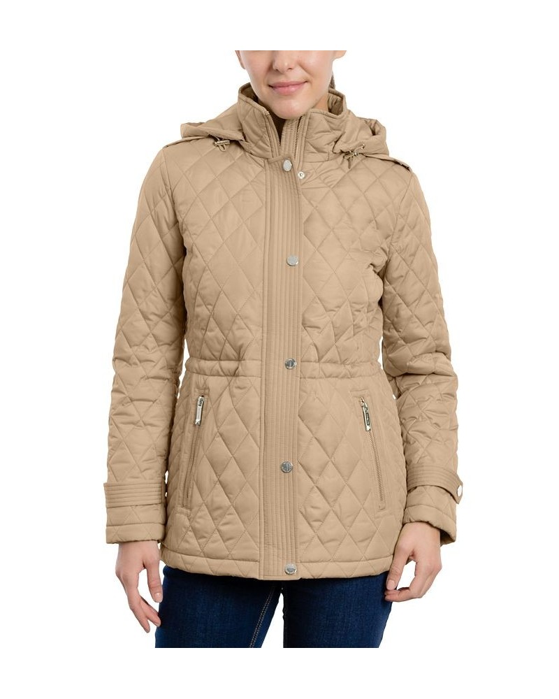 Women's Petite Quilted Hooded Anorak Coat Tan/Beige $52.00 Coats