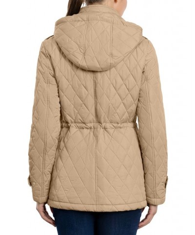 Women's Petite Quilted Hooded Anorak Coat Tan/Beige $52.00 Coats