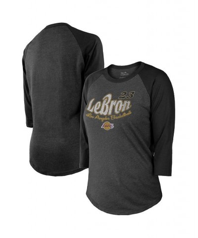 Women's Threads Black Los Angeles Lakers Lebron Graphic 3/4-Sleeve Tri-Blend Raglan T-shirt Black $23.65 Tops