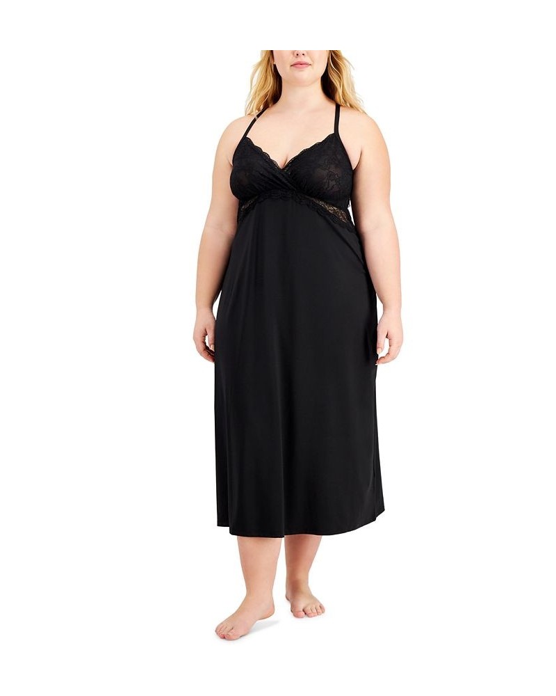 Plus Size Lace Chemise Nightgown Black $15.79 Sleepwear