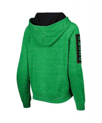 Women's Green Oregon Ducks The Devil Speckle Lace-Placket Raglan Pullover Hoodie Green $35.74 Sweatshirts