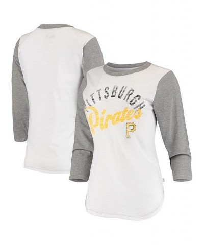 Women's White Pittsburgh Pirates Baseball 3/4 Sleeve T-shirt White $28.99 Tops