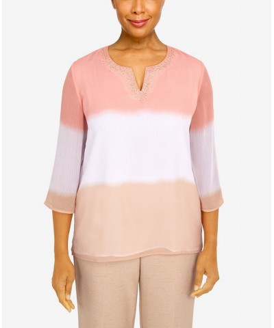 Women's Dip Dye Split Neck Top Multi $29.89 Tops