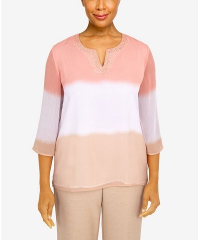 Women's Dip Dye Split Neck Top Multi $29.89 Tops