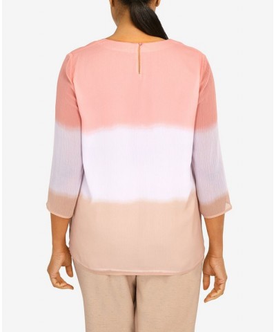 Women's Dip Dye Split Neck Top Multi $29.89 Tops