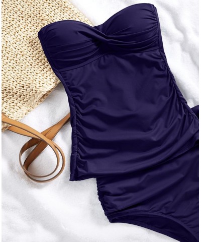 Women's Surplice Tankini Top & Swim Skirt Navy $46.00 Swimsuits