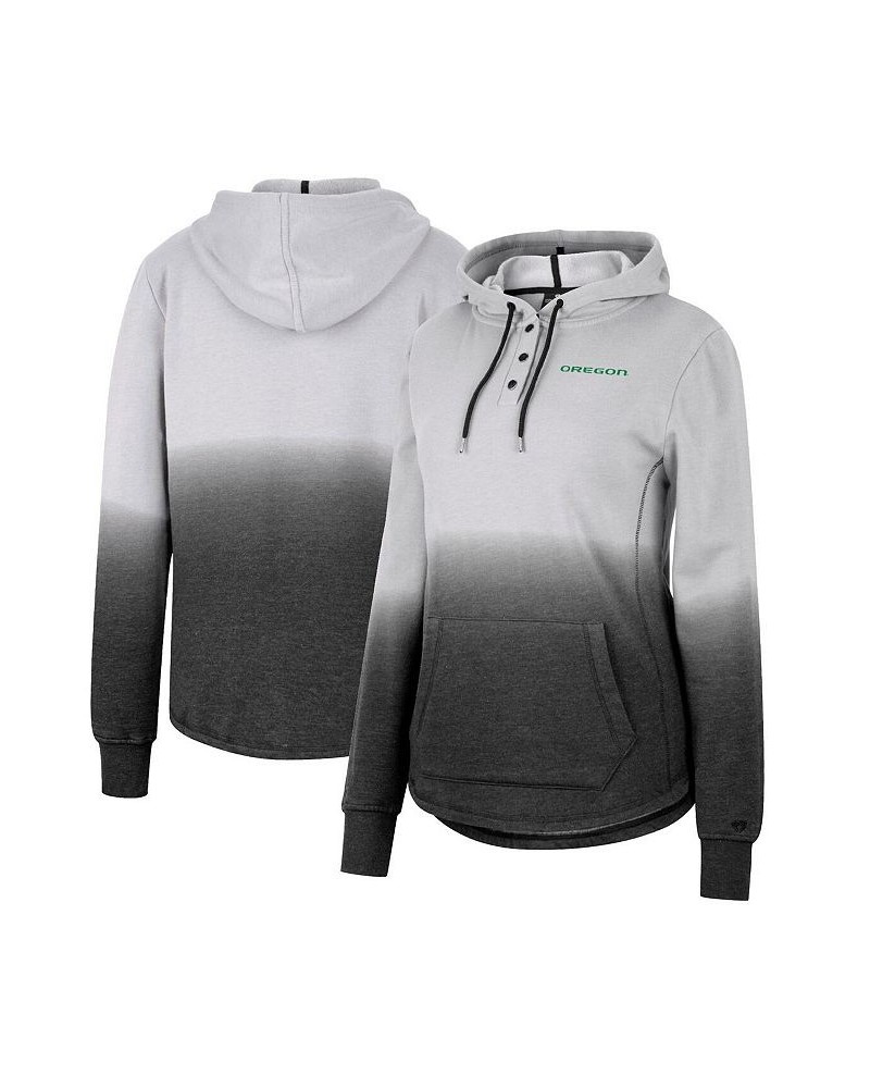 Women's Gray Black Oregon Ducks Aurelia Dip-Dye Quarter-Snap Pullover Hoodie Gray, Black $30.10 Sweatshirts