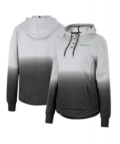 Women's Gray Black Oregon Ducks Aurelia Dip-Dye Quarter-Snap Pullover Hoodie Gray, Black $30.10 Sweatshirts