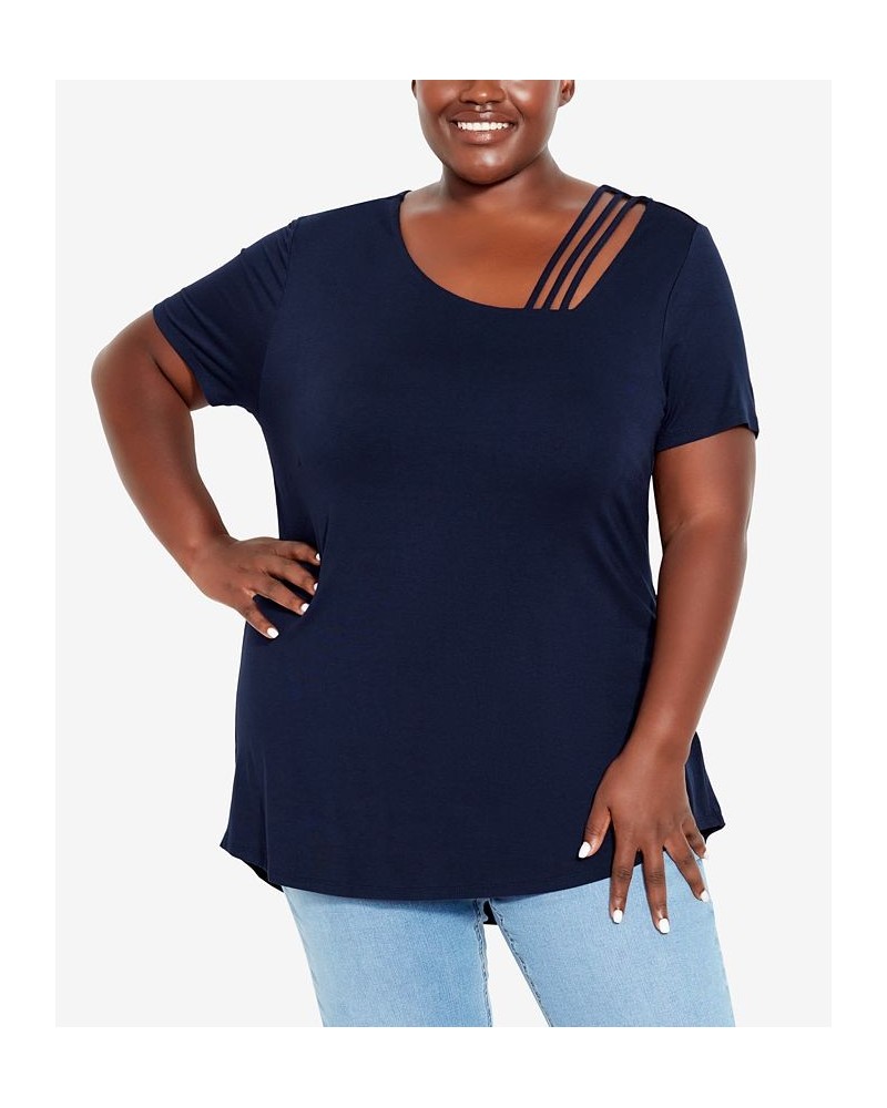 Plus Size V Cut Out Top Blue $24.99 Tops