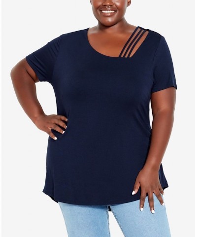 Plus Size V Cut Out Top Blue $24.99 Tops