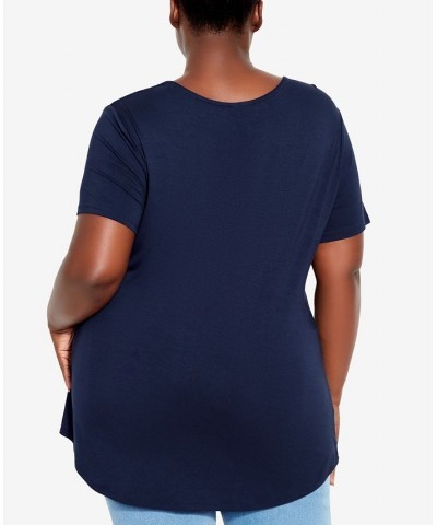 Plus Size V Cut Out Top Blue $24.99 Tops