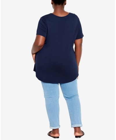 Plus Size V Cut Out Top Blue $24.99 Tops