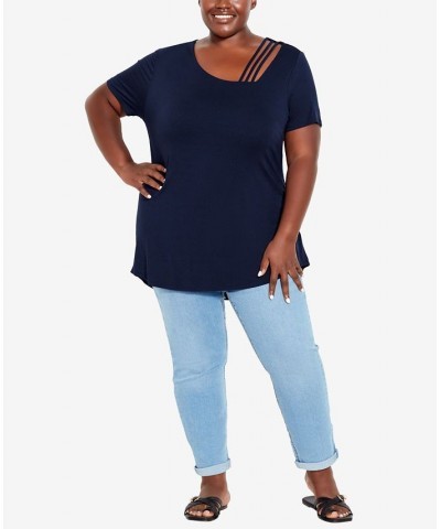 Plus Size V Cut Out Top Blue $24.99 Tops