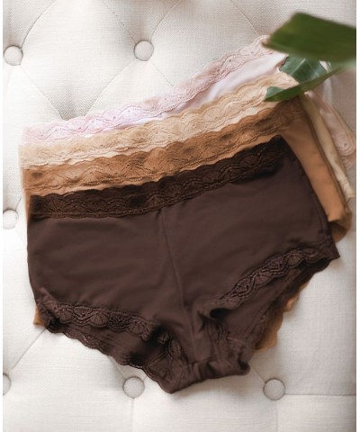 Lace Trim Microfiber Boyshort Underwear 40760 Sandshell (Nude 5) $8.91 Panty