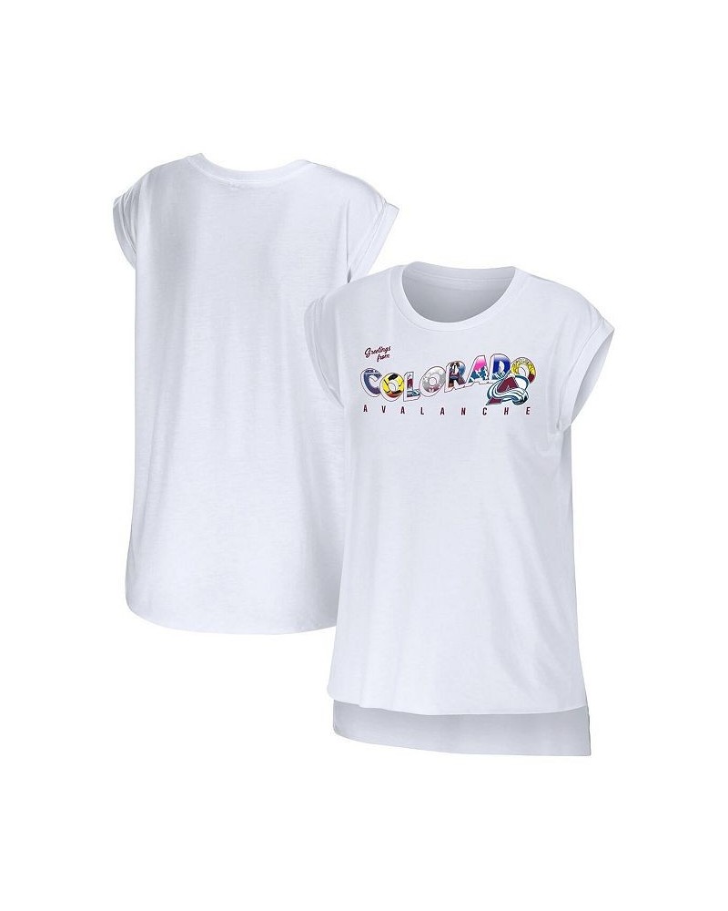 Women's White Colorado Avalanche Greetings From Muscle T-shirt White $21.56 Tops