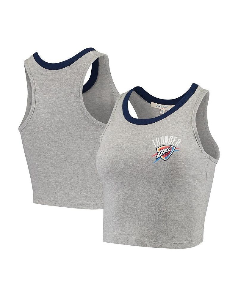 Women's Heathered Gray Oklahoma City Thunder Taped Trim Crop Tank Top Heathered Gray $16.31 Tops