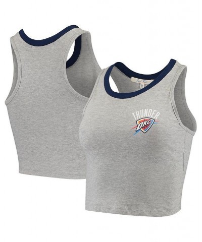 Women's Heathered Gray Oklahoma City Thunder Taped Trim Crop Tank Top Heathered Gray $16.31 Tops