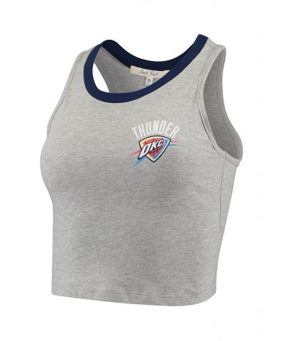 Women's Heathered Gray Oklahoma City Thunder Taped Trim Crop Tank Top Heathered Gray $16.31 Tops