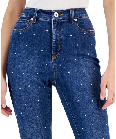 Women's High-Rise Studded Skinny Jeans Medium Indigo $34.40 Jeans