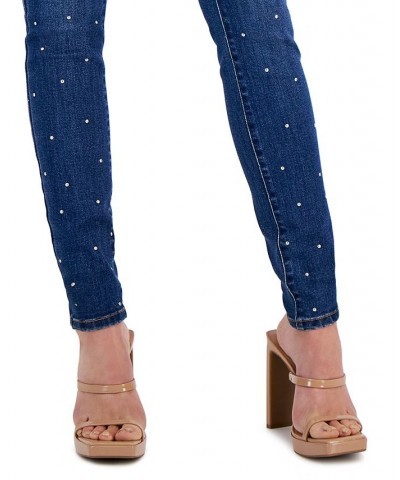 Women's High-Rise Studded Skinny Jeans Medium Indigo $34.40 Jeans