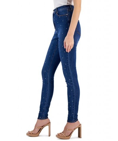 Women's High-Rise Studded Skinny Jeans Medium Indigo $34.40 Jeans